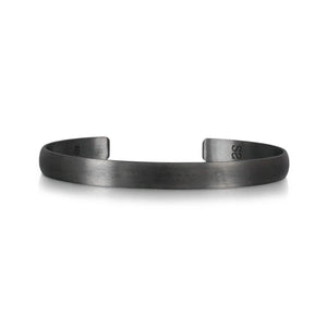 Black rhodium plated satin brushed sterling silver stacking cuff for men and women