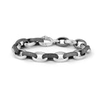  Sterling silver link bracelet with black diamonds